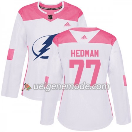 Dame Eishockey Tampa Bay Lightning Trikot Victor Hedman 77 Adidas 2017-2018 Weiß Pink Fashion Authentic